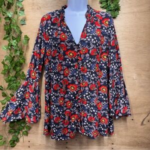 Free People Magic Mystery bell sleeve floral tunic top.